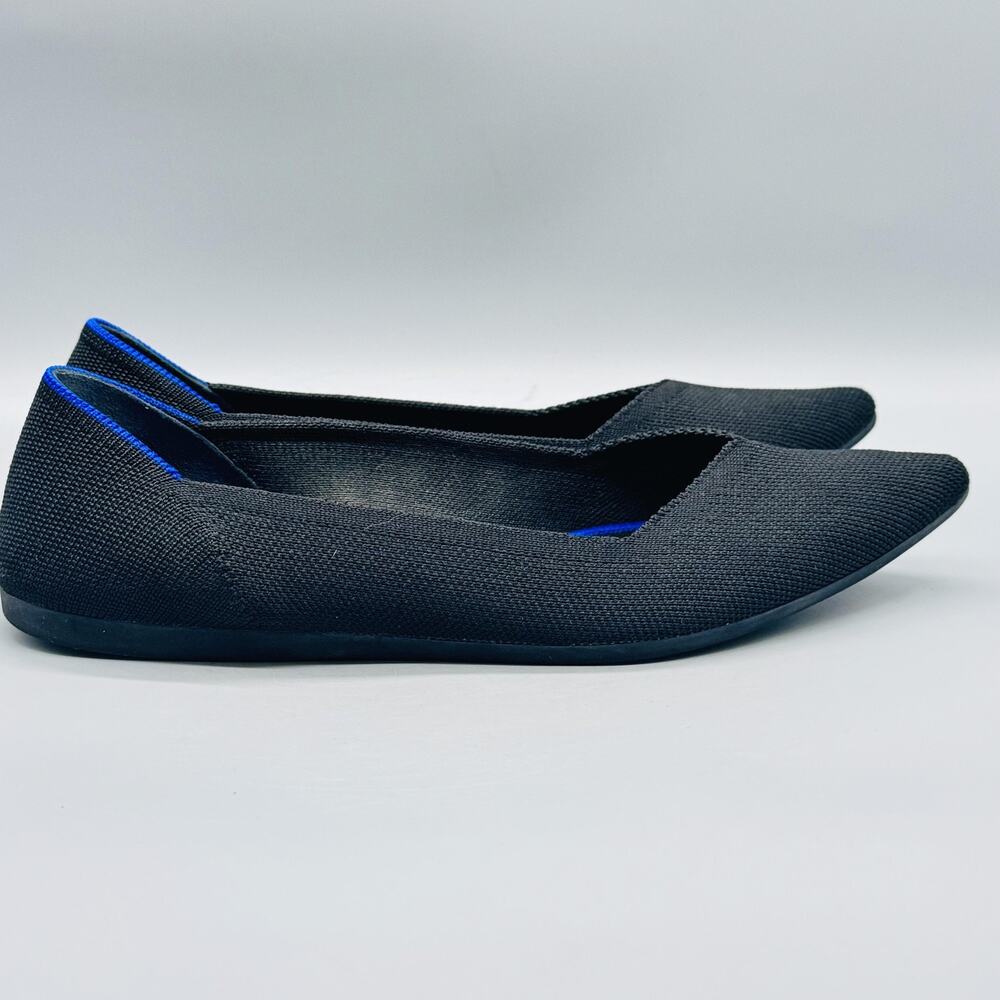 Rothys Shoes Womens 10.5 Black Knit Pointed Toe Slip On Ballet Flats Recycled